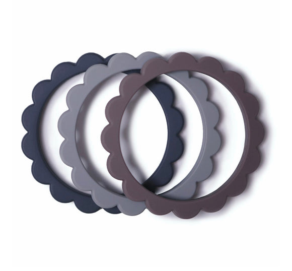 Mushie 3 Pack Teether Steel / Dove Grey / Stone